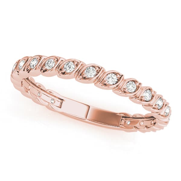 Prong Set Wedding Band (0.16 ct. tw.), Front view in rose gold
