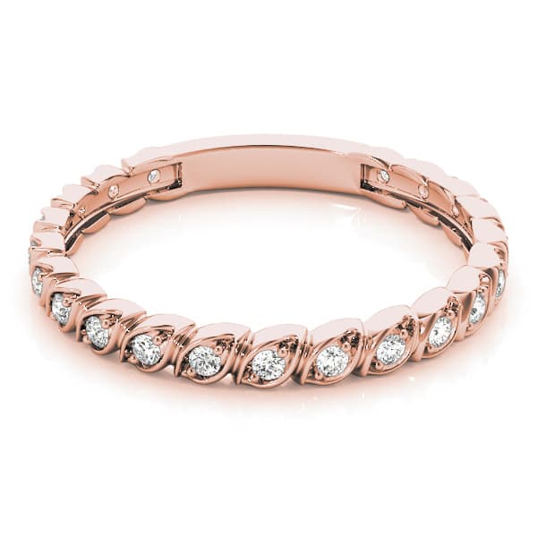 Prong Set Wedding Band (0.16 ct. tw.), On hand view in rose gold