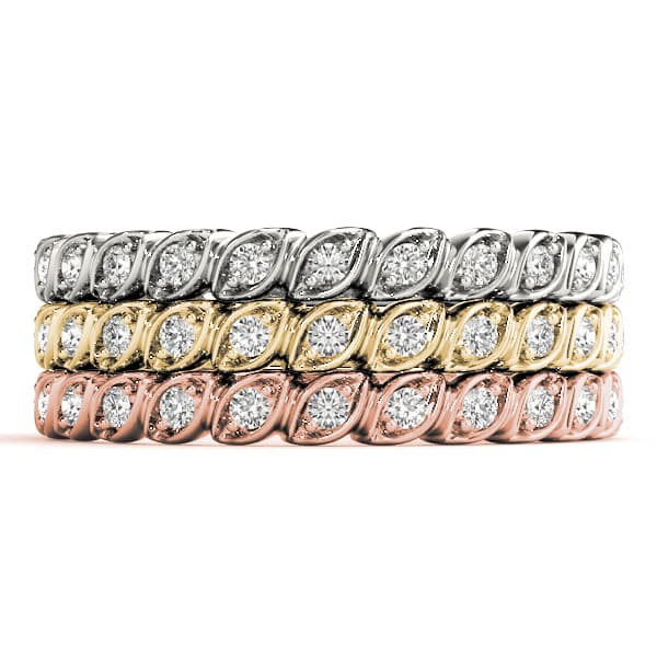 Prong Set Wedding Band (0.16 ct. tw.), Top view in white gold or platinum