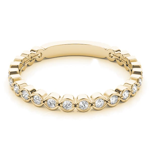 Scalloped Stackable Bezel Set Fashion Band (0.22 ct. tw.), On hand view in yellow gold