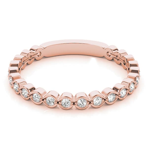 Scalloped Stackable Bezel Set Fashion Band (0.22 ct. tw.), On hand view in rose gold