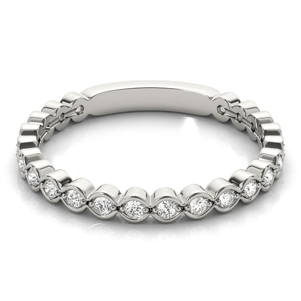 Scalloped Stackable Bezel Set Fashion Band (0.22 ct. tw.), On hand view in white gold or platinum