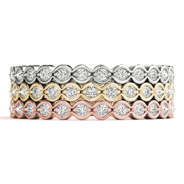 Scalloped Stackable Bezel Set Fashion Band (0.22 ct. tw.), Top view in white gold or platinum