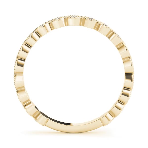 Marquise Shaped Milgrain Stackable Band (1/8 ct. tw.), Side view in yellow gold