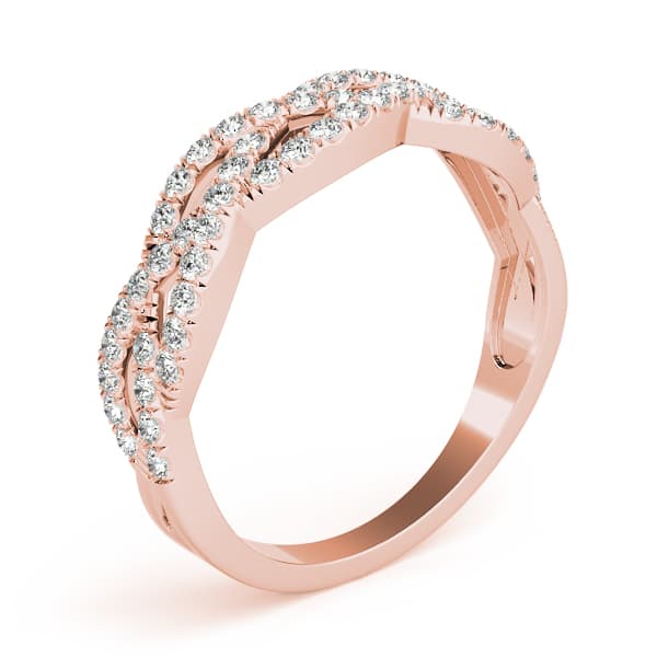 Multi-Row Twisted Shank Engagement Ring, style 84654, Angle view in rose gold