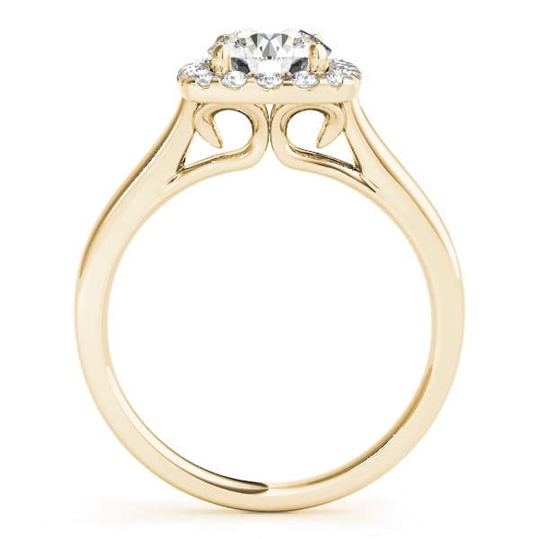 Squared Shape Halo Engagement Ring, style 84658, Side view in yellow gold