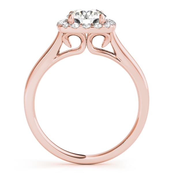 Squared Shape Halo Engagement Ring, style 84658, Side view in rose gold