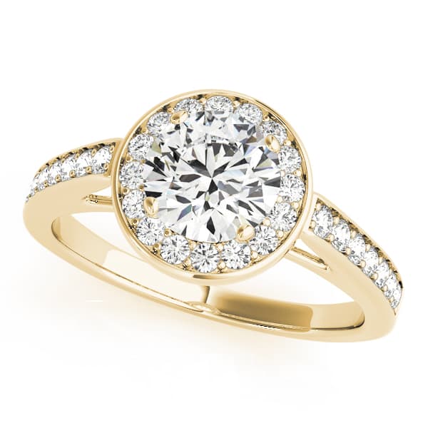 Prong In Channel Halo Engagement Ring, style 84660, Front view in yellow gold