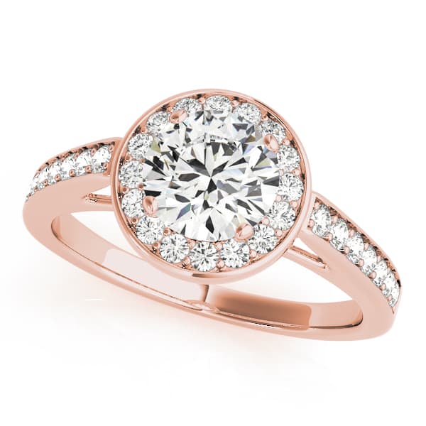 Prong In Channel Halo Engagement Ring, style 84660, Front view in rose gold
