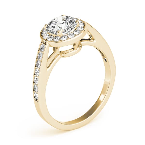 Prong In Channel Halo Engagement Ring, style 84660, Angle view in yellow gold