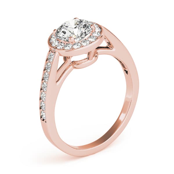 Prong In Channel Halo Engagement Ring, style 84660, Angle view in rose gold