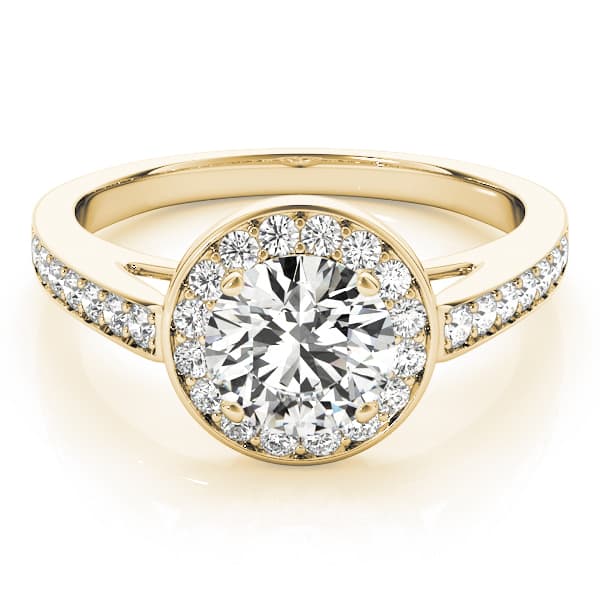 Prong In Channel Halo Engagement Ring, style 84660, On hand view in yellow gold