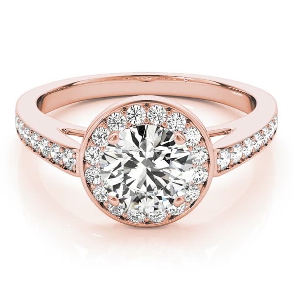 Prong In Channel Halo Engagement Ring, style 84660, On hand view in rose gold