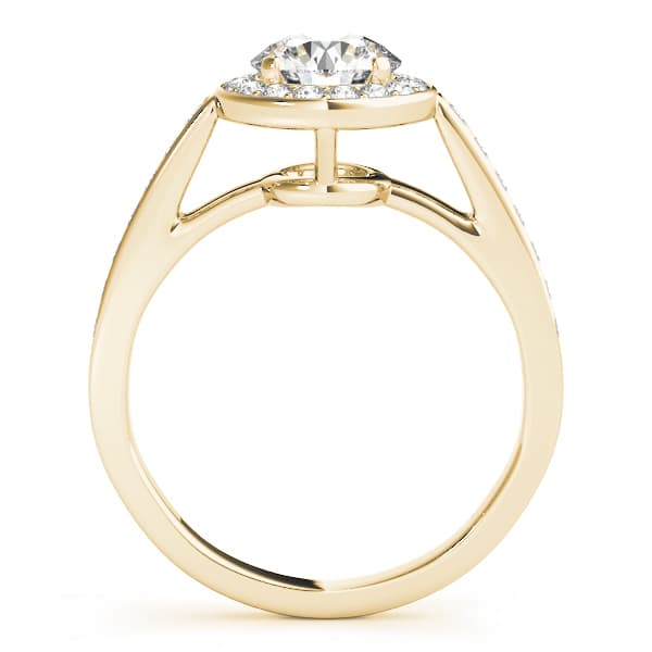 Prong In Channel Halo Engagement Ring, style 84660, Side view in yellow gold
