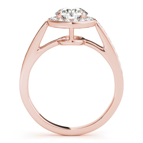 Prong In Channel Halo Engagement Ring, style 84660, Side view in rose gold