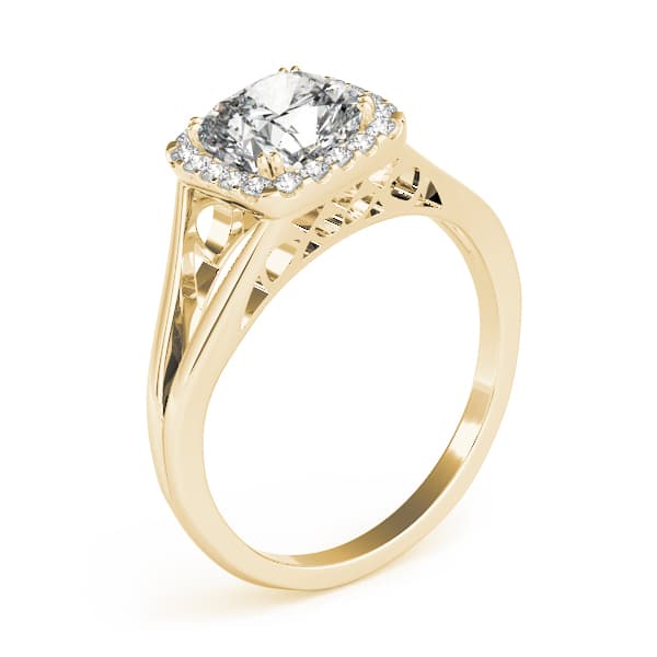 Cushion (1/8 ct. tw.), Angle view in yellow gold
