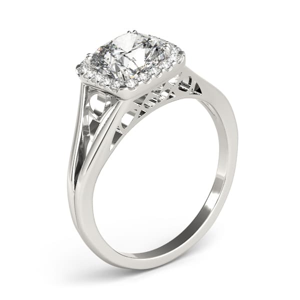 Cushion (0.17 ct. tw.), Angle view in white gold or platinum