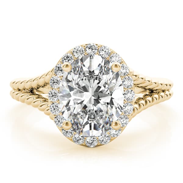 Oval Halo Braided Shank Engagement Ring, style 84667, On hand view in yellow gold