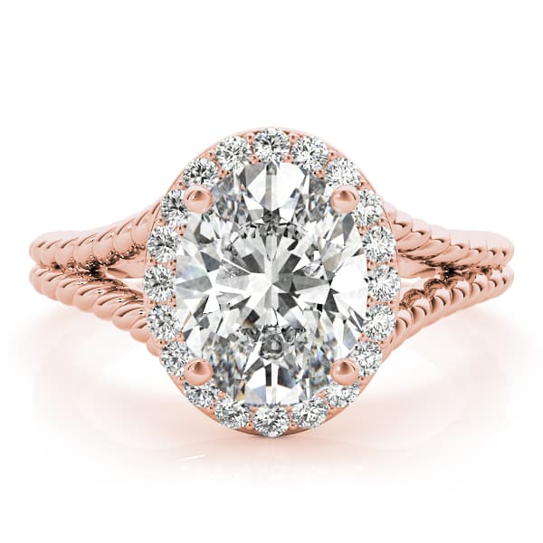 Oval Halo Braided Shank Engagement Ring, style 84667, On hand view in rose gold