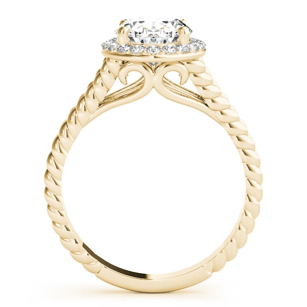 Oval Halo Braided Shank Engagement Ring, style 84667, Side view in yellow gold