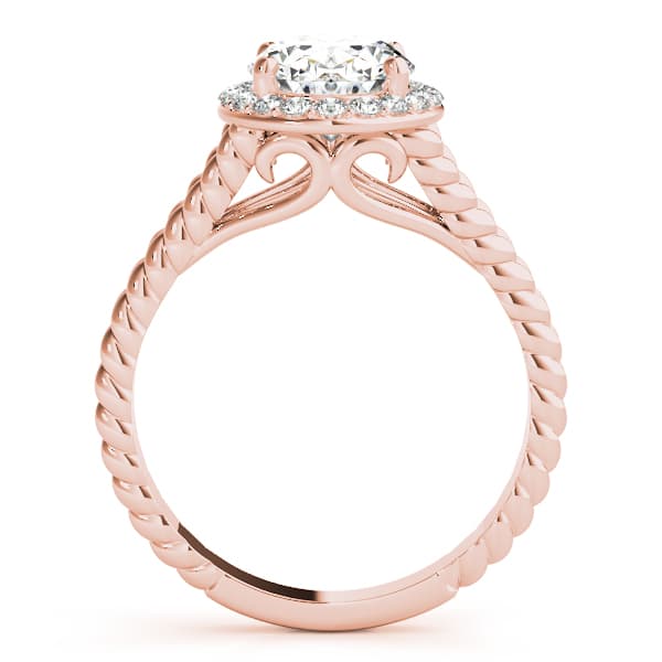 Oval Halo Braided Shank Engagement Ring, style 84667, Side view in rose gold