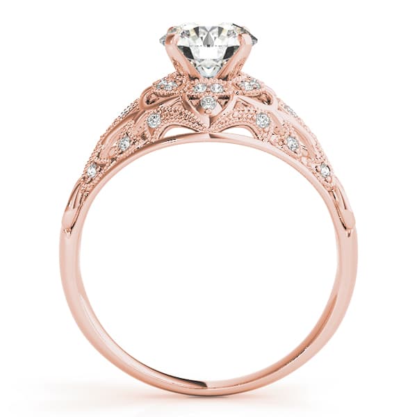 Vintage-Inspired Halo Filigree Engagement Ring, style 84670, Side view in rose gold