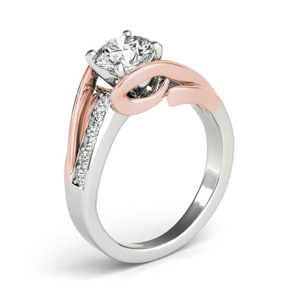 Split-Shank Bypass Engagement Ring, style 84671, Angle view in white gold or platinum