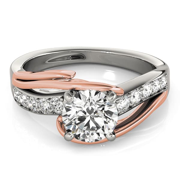 Split-Shank Bypass Engagement Ring, style 84671, On hand view in white gold or platinum