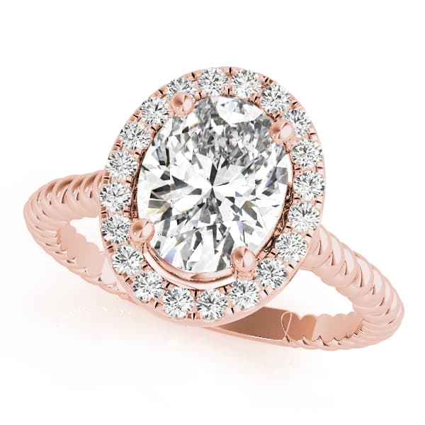 Oval Gemstone Ring, style 84674, Front view in rose gold