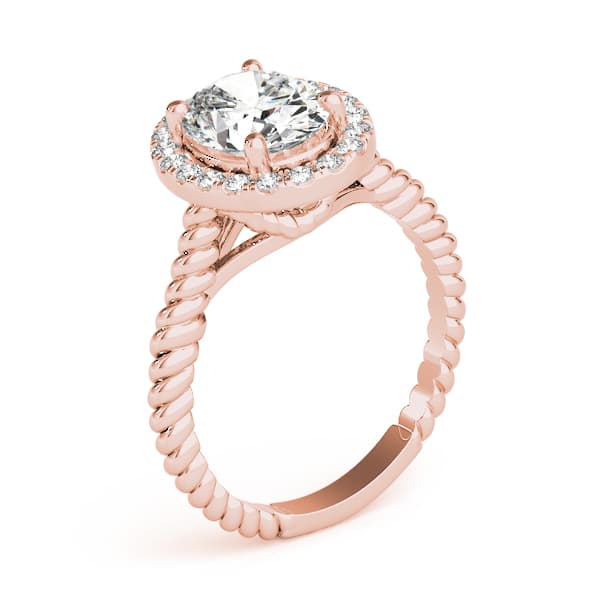 Oval Gemstone Ring, style 84674, Angle view in rose gold