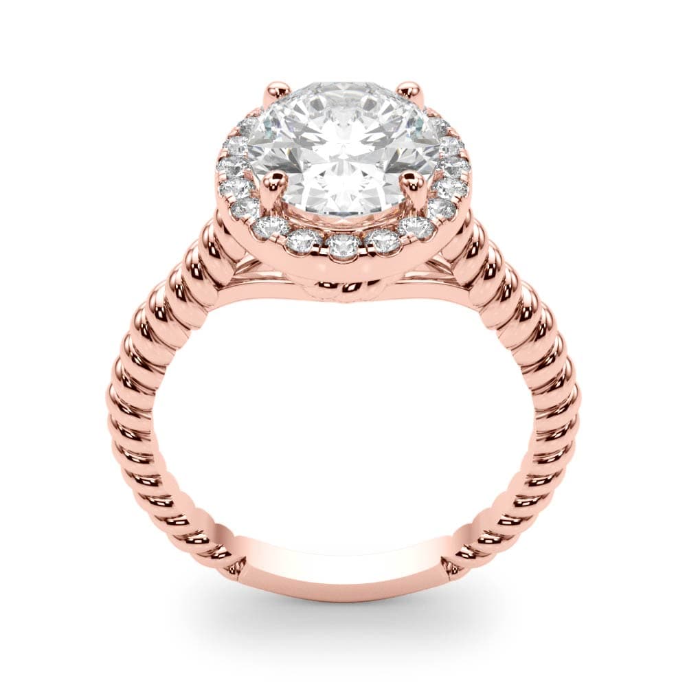 Oval Gemstone Ring, style 84674, Top view in rose gold