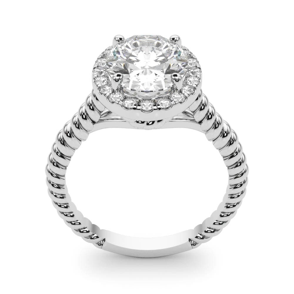 Oval Gemstone Ring, style 84674, Top view in white gold or platinum