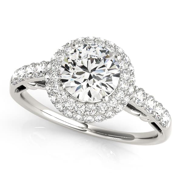 Solitaire Double Halo Engagement Ring — style 84677 in 10k White Gold
