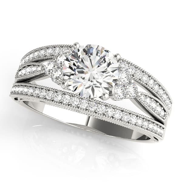 Multirow Milgrain Prong Set Engagement Rings — style 84678 in 10k White Gold