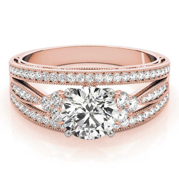 Multi-Row Milgrain Prong Set Engagement Ring, style 84678, On hand view in rose gold