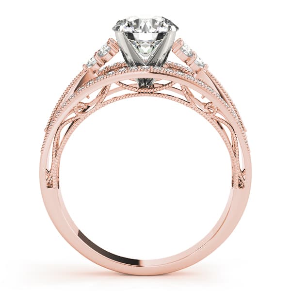 Multi-Row Milgrain Prong Set Engagement Ring, style 84678, Side view in rose gold