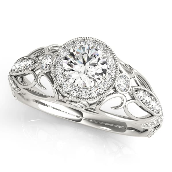 Vintage-Inspired Halo Filigree Engagement Ring — style 84681 in 10k White Gold