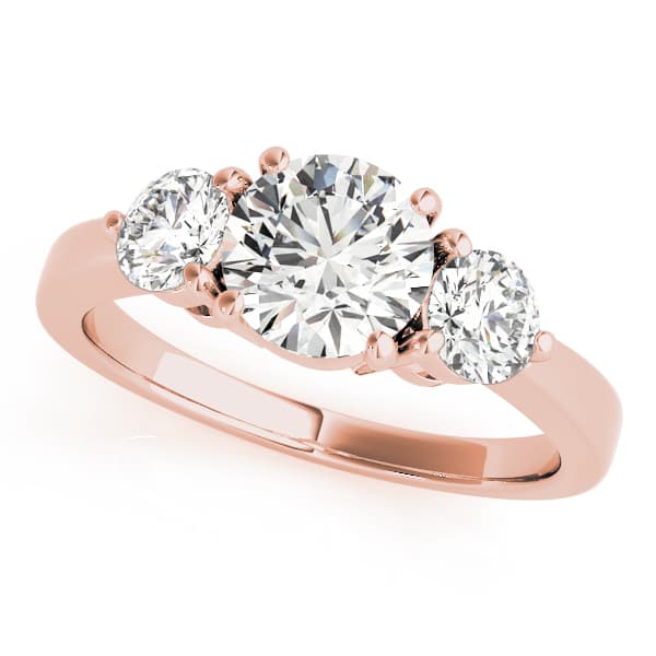 3-Stone Prong Set Engagement Ring, style 84683, Front view in rose gold