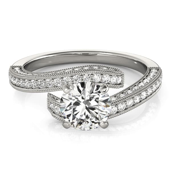 Bypass Engagement Ring, style 84693, Top view in white gold or platinum