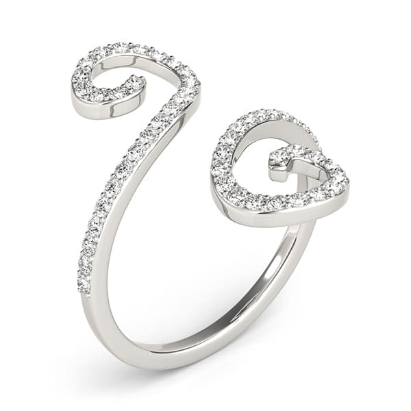 Open Flourish Style Fashion Rings (0.52 ct. tw.), On hand view in white gold or platinum