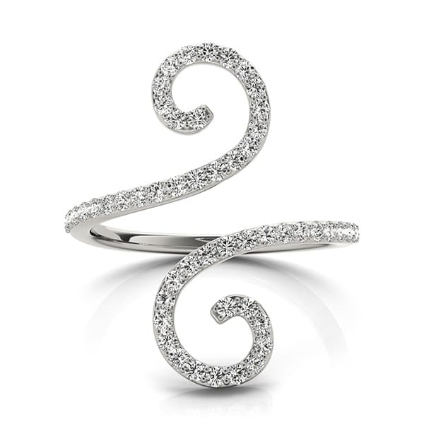 Open Flourish Style Fashion Rings (0.52 ct. tw.), Side view in white gold or platinum