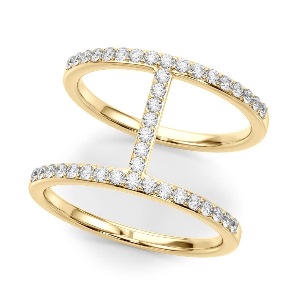 Open Concept Dual Band Wedding Rings (0.41 ct. tw.), Front view in yellow gold