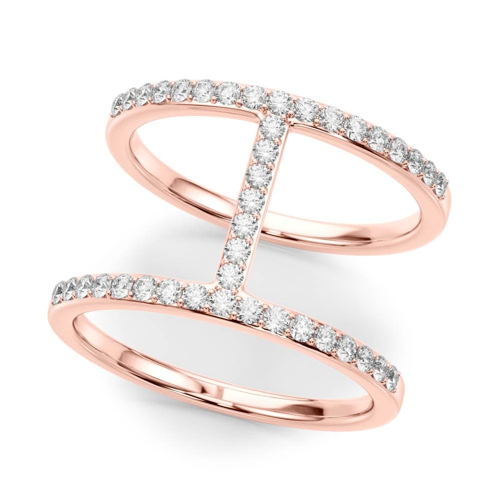 Open Concept Dual Band Wedding Rings (0.41 ct. tw.), Front view in rose gold