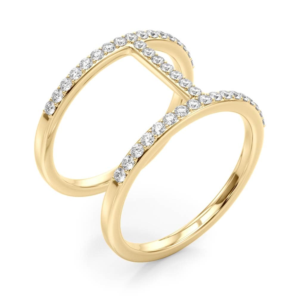 Open Concept Dual Band Wedding Rings (0.41 ct. tw.), Angle view in yellow gold