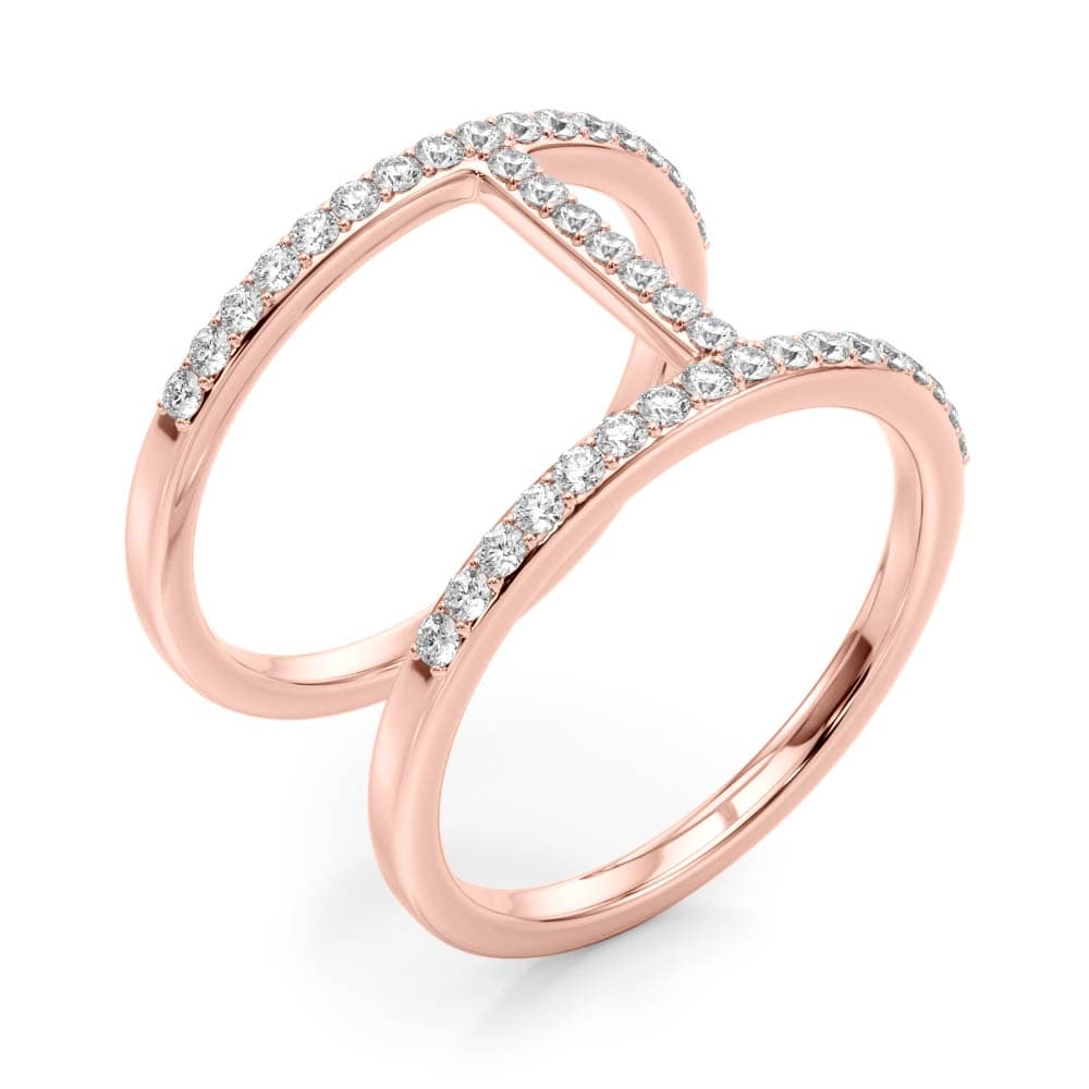 Open Concept Dual Band Wedding Rings (0.41 ct. tw.), Angle view in rose gold