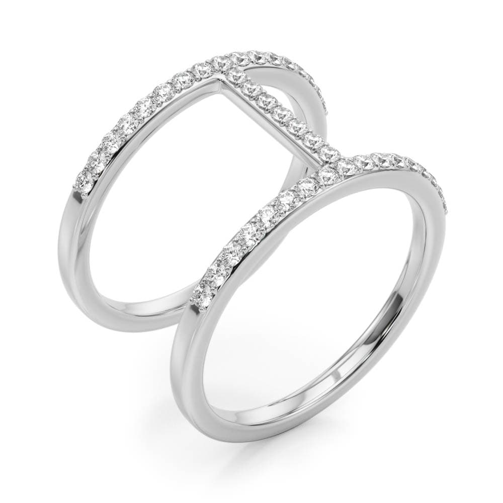 Open Concept Dual Band Wedding Rings (0.41 ct. tw.), Angle view in white gold or platinum