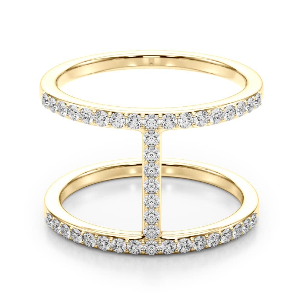 Open Concept Dual Band Wedding Rings (0.41 ct. tw.), On hand view in yellow gold