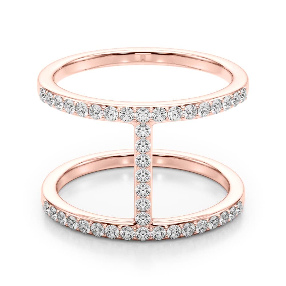 Open Concept Dual Band Wedding Rings (0.41 ct. tw.), On hand view in rose gold