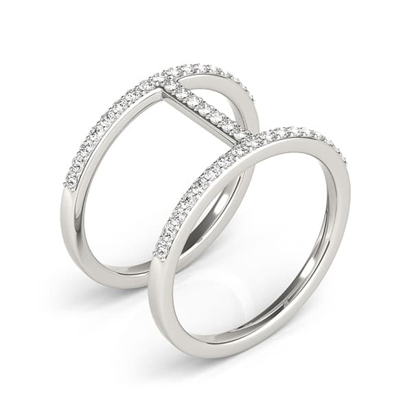 Open Concept Dual Band Wedding Rings (0.41 ct. tw.), On hand view in white gold or platinum