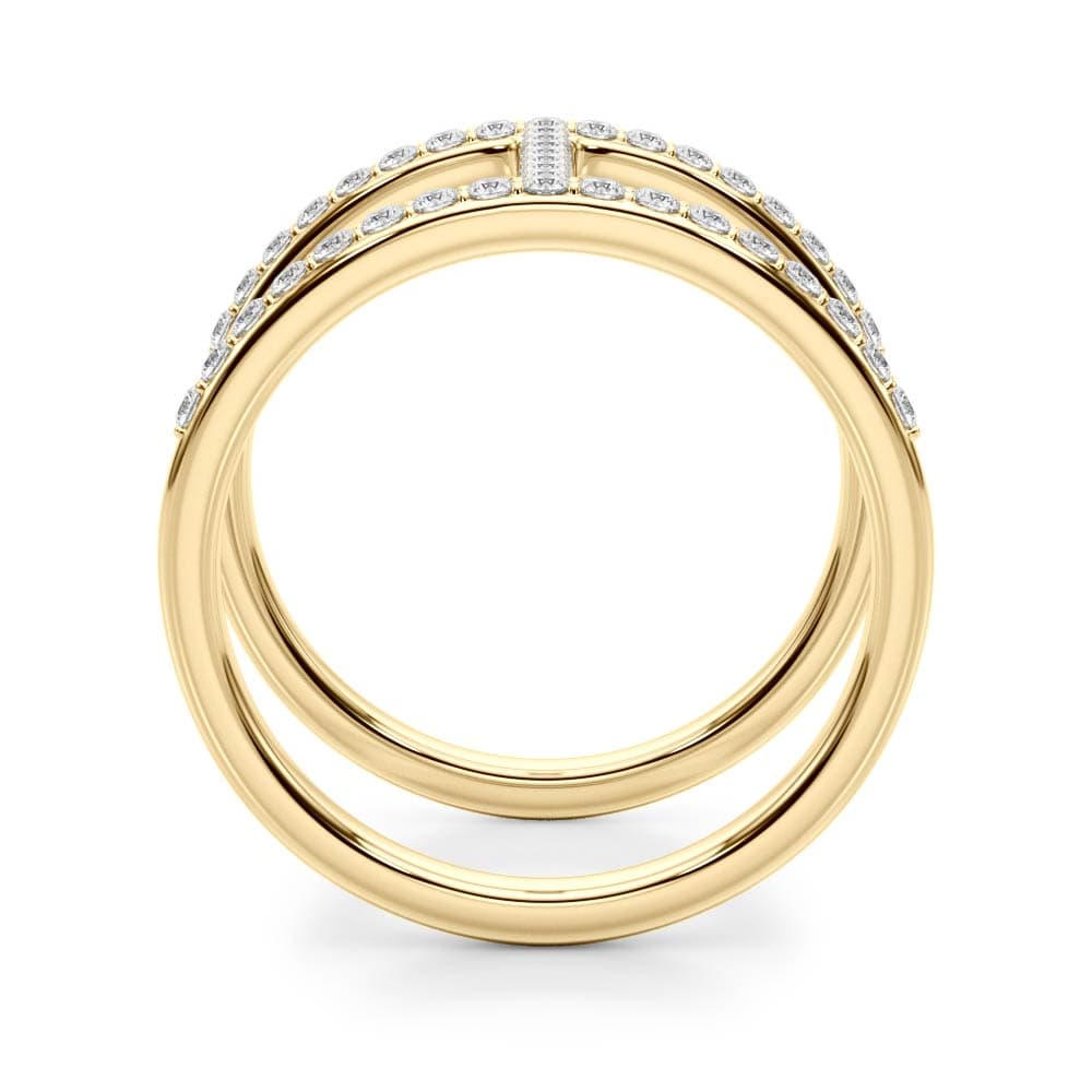 Open Concept Dual Band Wedding Rings (0.41 ct. tw.), Side view in yellow gold